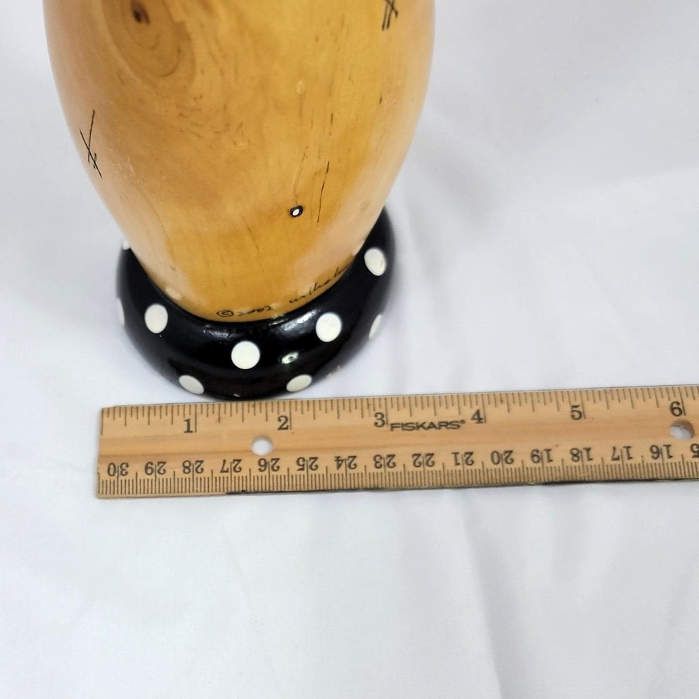 Robert Wilhelm Studio Art Wooden Pepper Mill Grinder Black White Polka Dot 18" - Picture 10 of 10